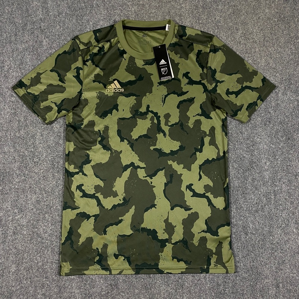 Adidas MLS Pre-Match Camo Soccer Jersey Adult Small Green Training Performance
